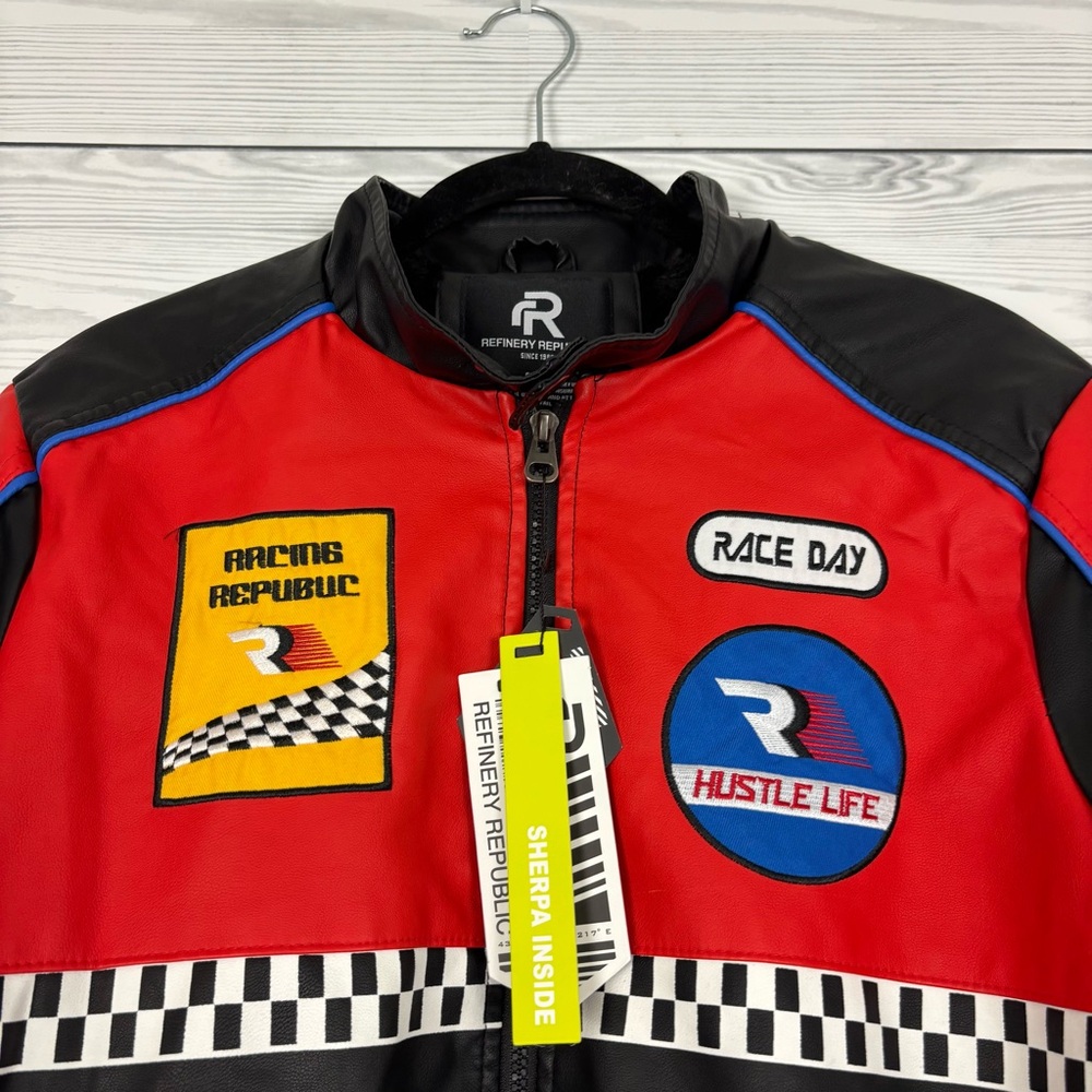 Refinery Republic Race Day Zip Up Jacket Size Small NWT Red/Black - Picture 3 of 12